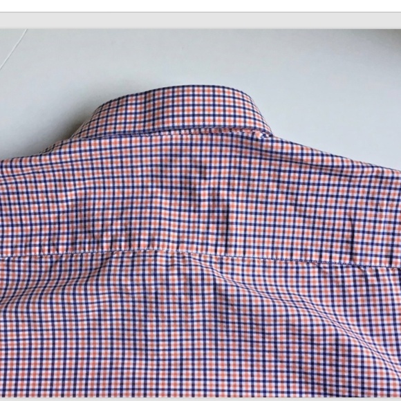Moretti Italy slim fit navy & red checkered cotton dress shirt Sz XL - Picture 8 of 10